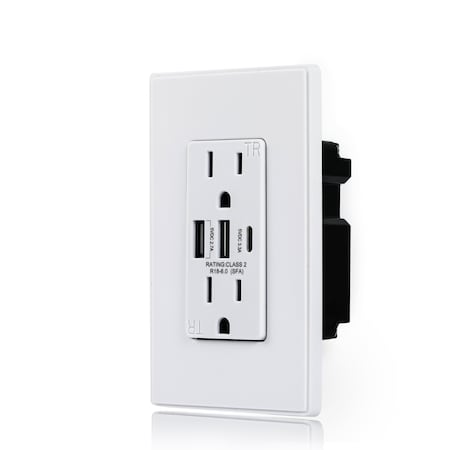 Coby USB Wall Outlet Dual High Speed 6.0 Amp USB Ports with Smart Chip, USB Type C Port, Pack of 2 CBDE02W